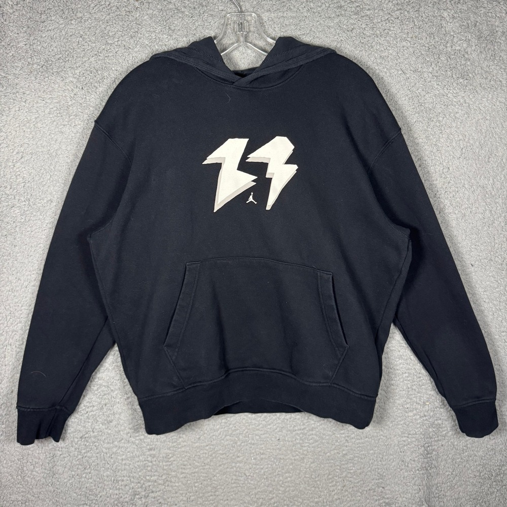 Jordan Mens Black 23 Lightning Bolt Pullover Hoodie Sweatshirt Spellout M Nike
